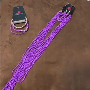 NWT purple paparazzi necklace set
